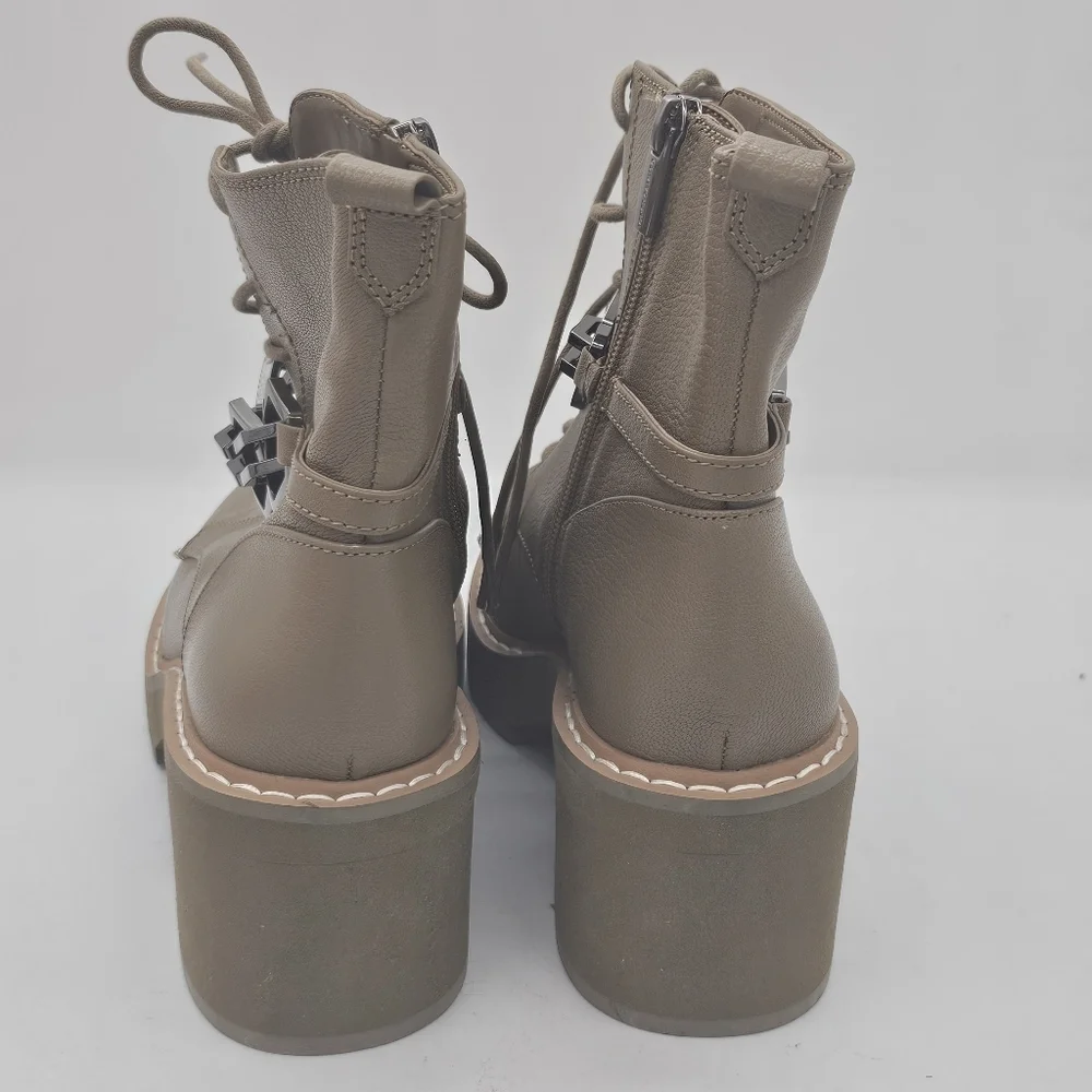 Vince Camuto Keltana Leather Combat Boots Brown Size 9 - Picture 5 of 11